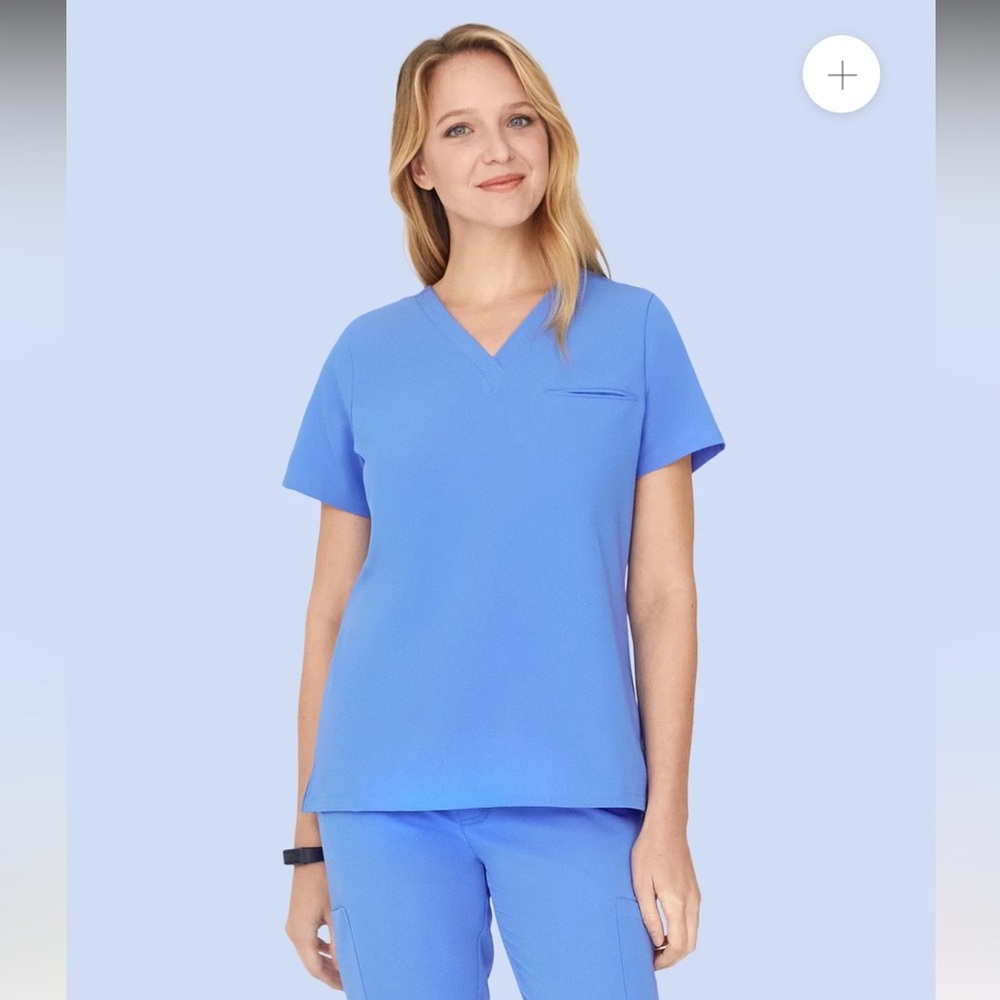 Mandala One-Pocket Scrub Top Ceil Blue